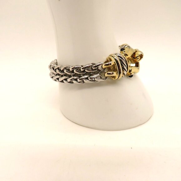 Vintage Bracelet Gold Silver Tone Hook Magnetic Clasp  Woven Chain Design - Picture 4 of 16